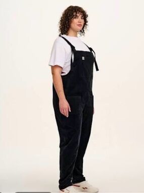 Lucy & Yak 20R Black Corduroy Tie-Strap Overall Plus Dungarees One Piece NEW 3X